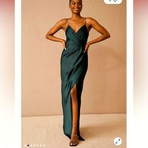 NWT BHLDN forest green criss cross bodice with high slit in a deep green size 6